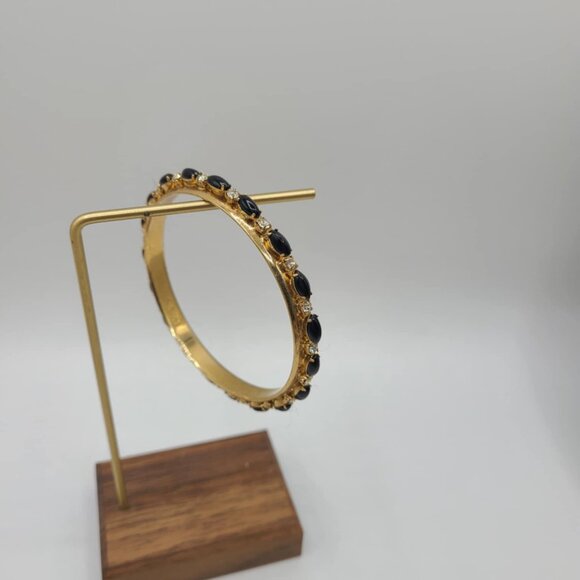 J Crew Black Resin and Clear Crystal Gold Tone Bangle NWOT! - Picture 8 of 12